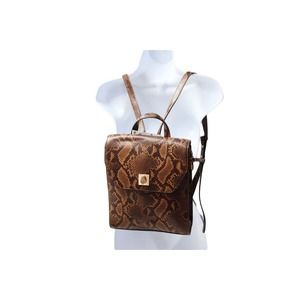 Women Handbag Alfani Circle Lock Snake Skin Design‎ Backpack Brown 10010196500